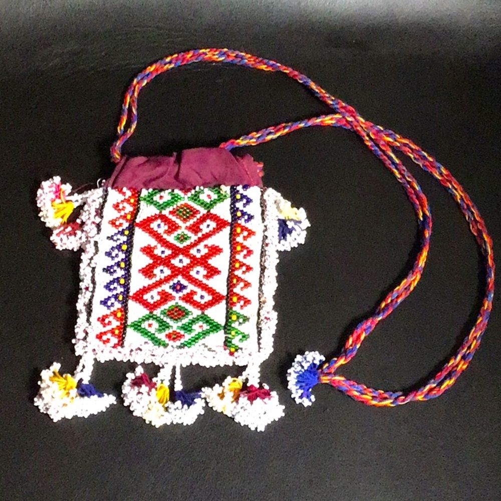Beaded Silk Crossbody Bag